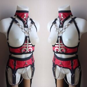 Faux leather harness set leviathan Medium